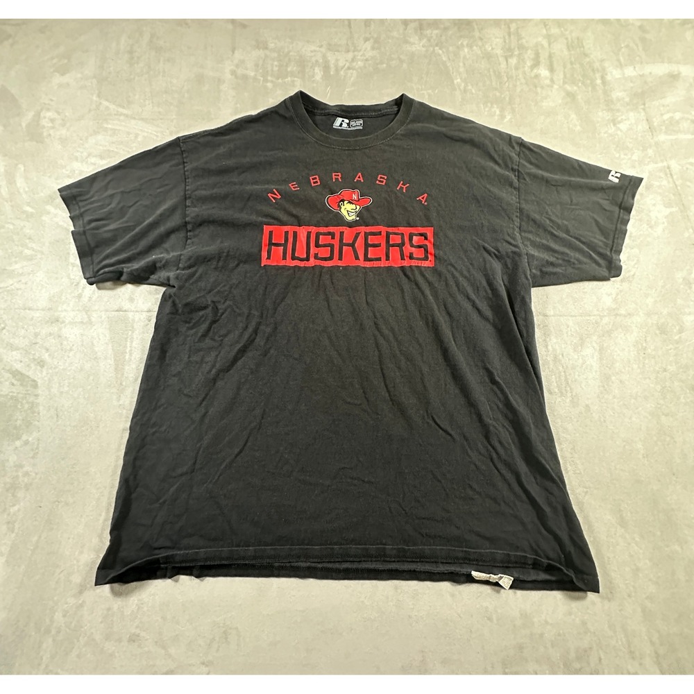Russell T-Shirt Mens Nebraska Huskers Herbie Graphic 2XL Black